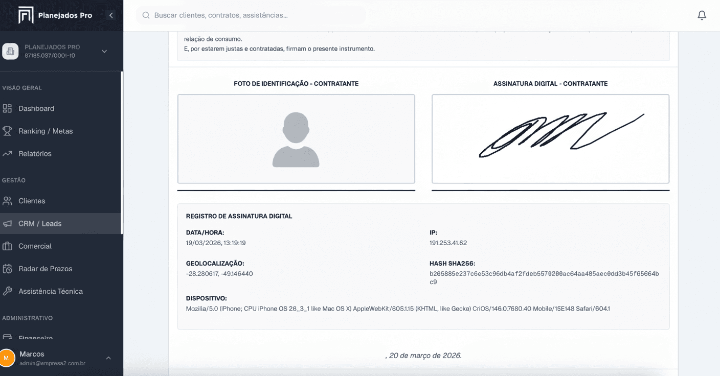 Assinatura digital de contrato